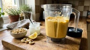Simple Winemaking, No-Bake Recipes & Butter Creations | RecipesFromTheHomestead.com 1 Blender filled with freshly blended creamy golden cultured plant butter