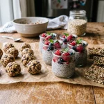 Trio of homemade no bake pie recipes on a wooden table