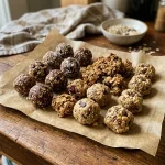 Plate of homemade non-bake energy snacks and bites