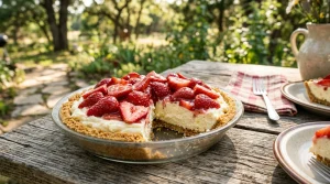 Simple Winemaking, No-Bake Recipes & Butter Creations | RecipesFromTheHomestead.com 3 Chilled homemade no-bake strawberry lemonade icebox pie with graham crust
